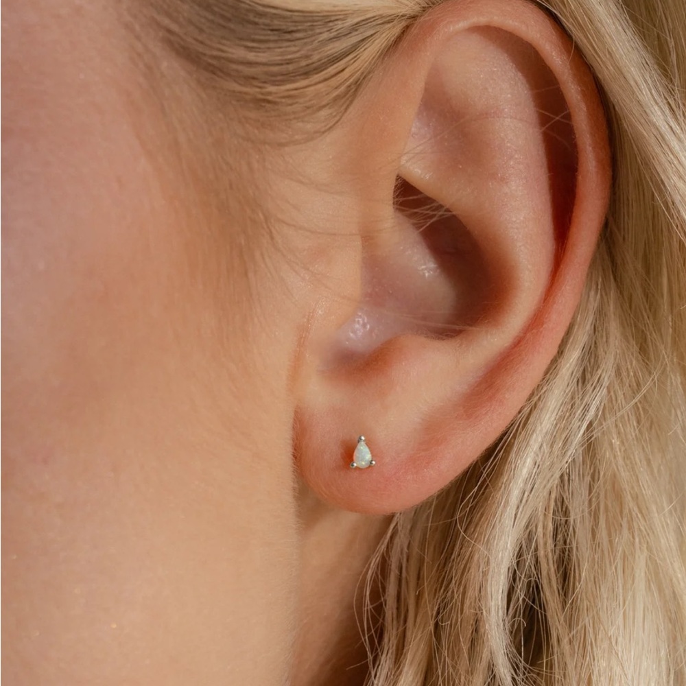 3 Pairs Silver Stud Flat Back Earrings by Caitlyn Minimalist - Picture 9 of 11